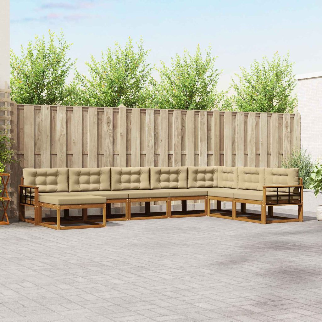 Outdoor-Sofagarnitur mit Kissen 8 pcs Natur und Beige