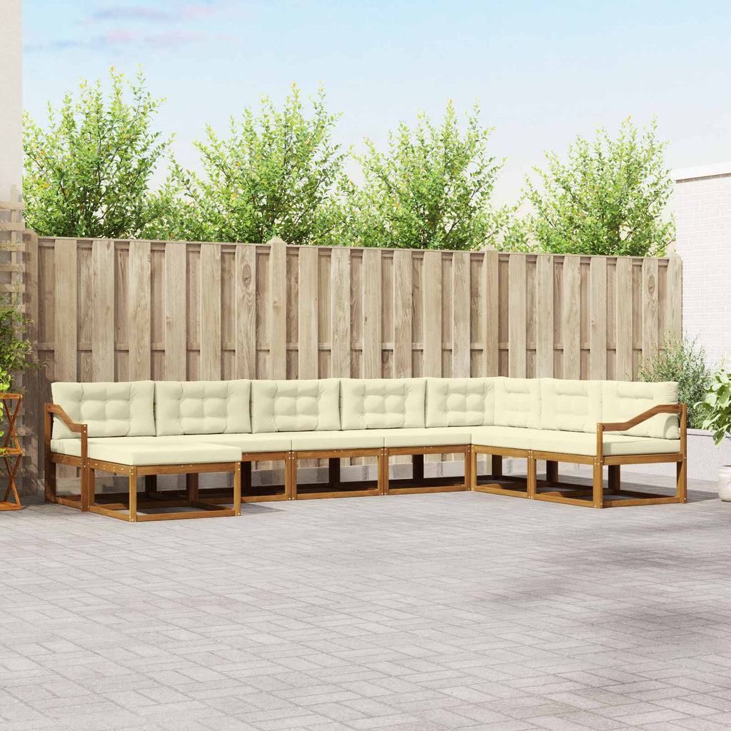 Outdoor-Sofagarnitur mit Kissen 8 pcs Natur und Creme