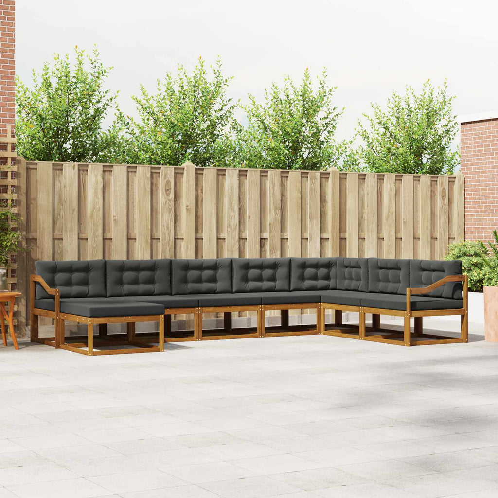 Outdoor-Sofagarnitur mit Kissen 8 pcs Natur und Anthrazit