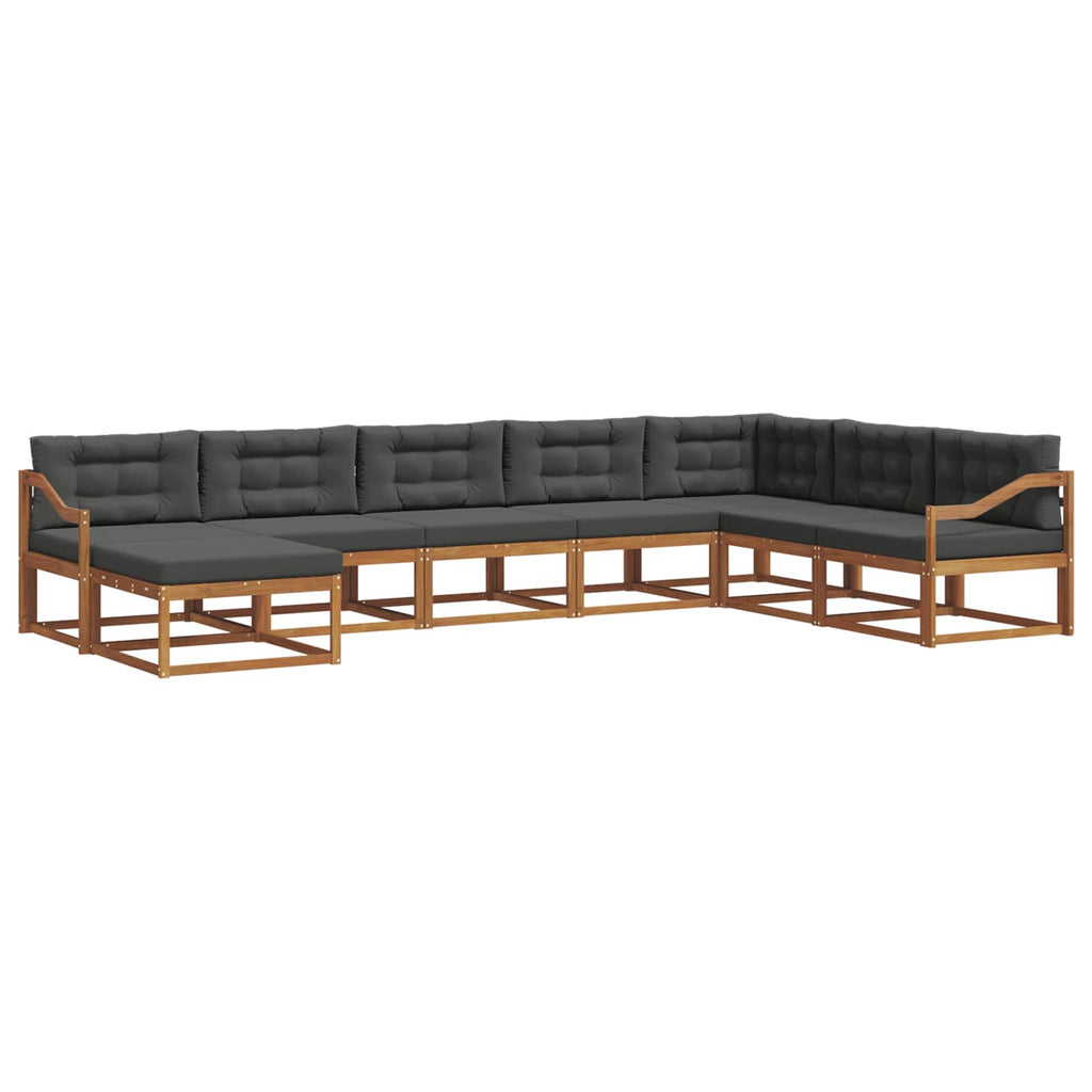 Outdoor-Sofagarnitur mit Kissen 8 pcs Natur und Anthrazit