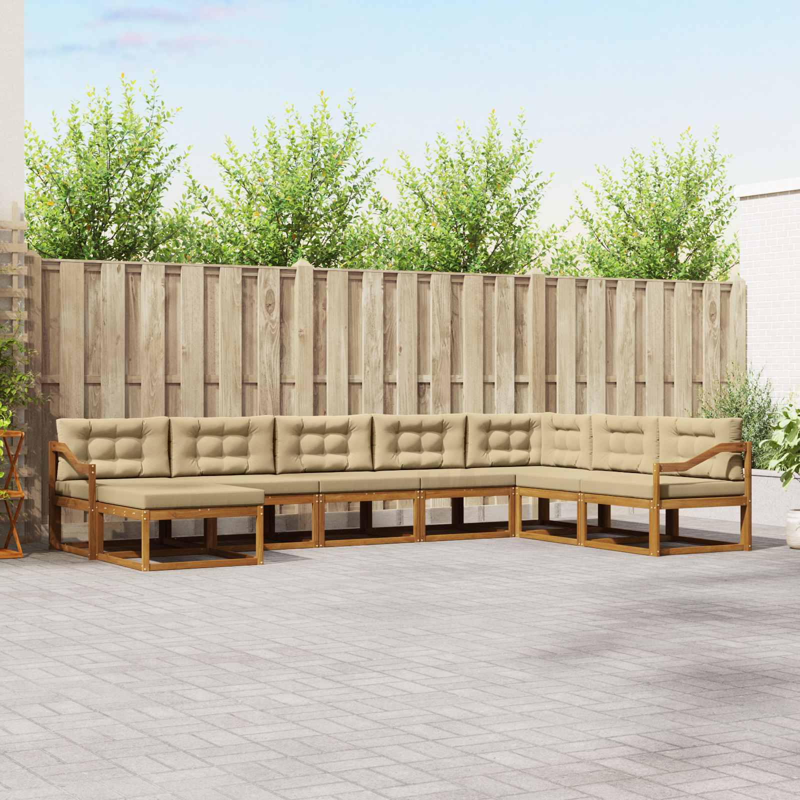 Outdoor-Sofagarnitur mit Kissen 8 pcs Natur und Beige