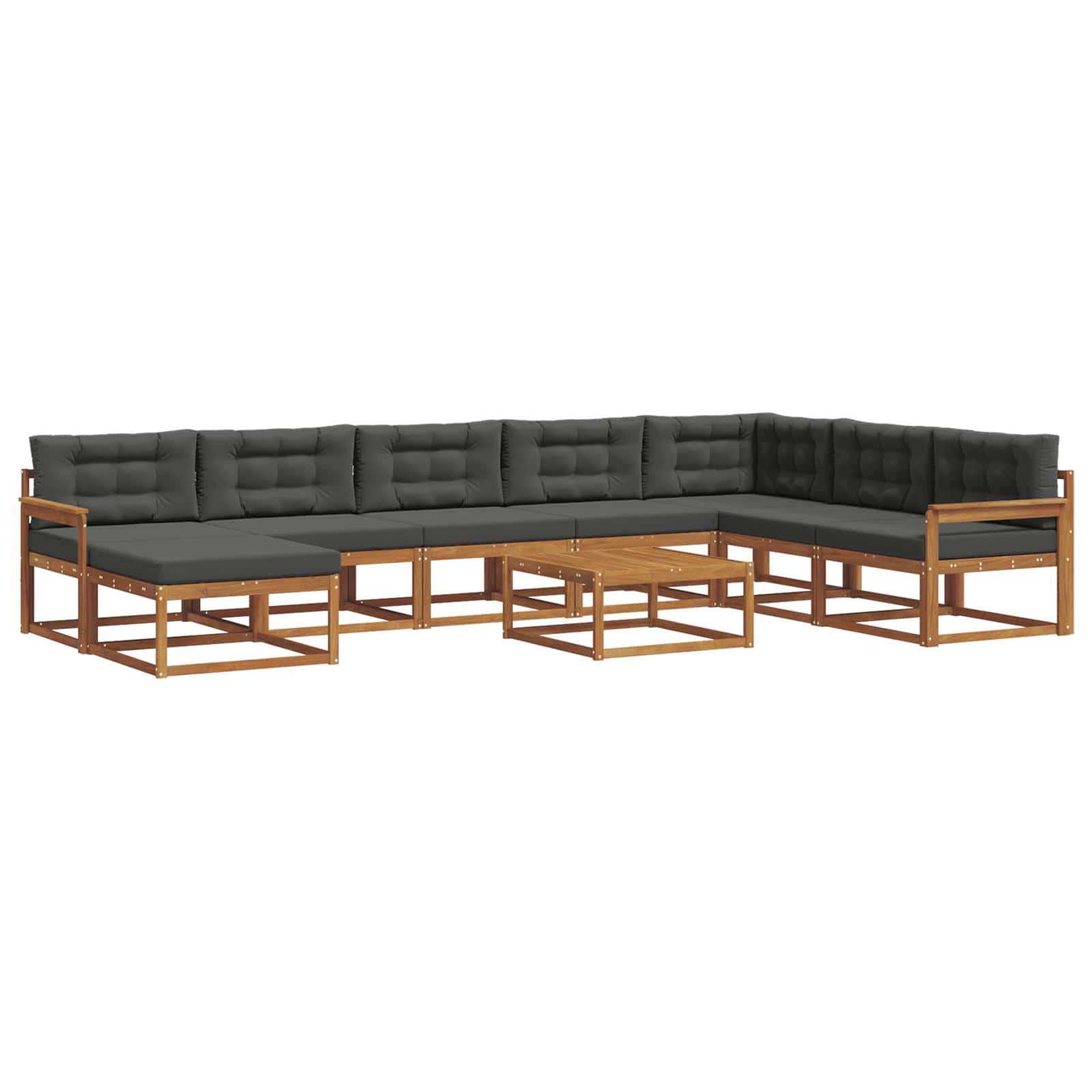 Outdoor-Sofagarnitur mit Kissen 9 pcs Natur und Anthrazit