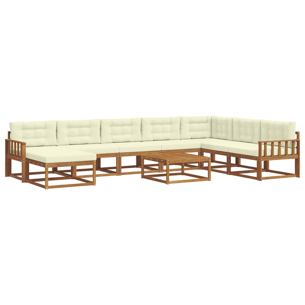 Outdoor-Sofagarnitur mit Kissen 9 pcs Natur und Creme