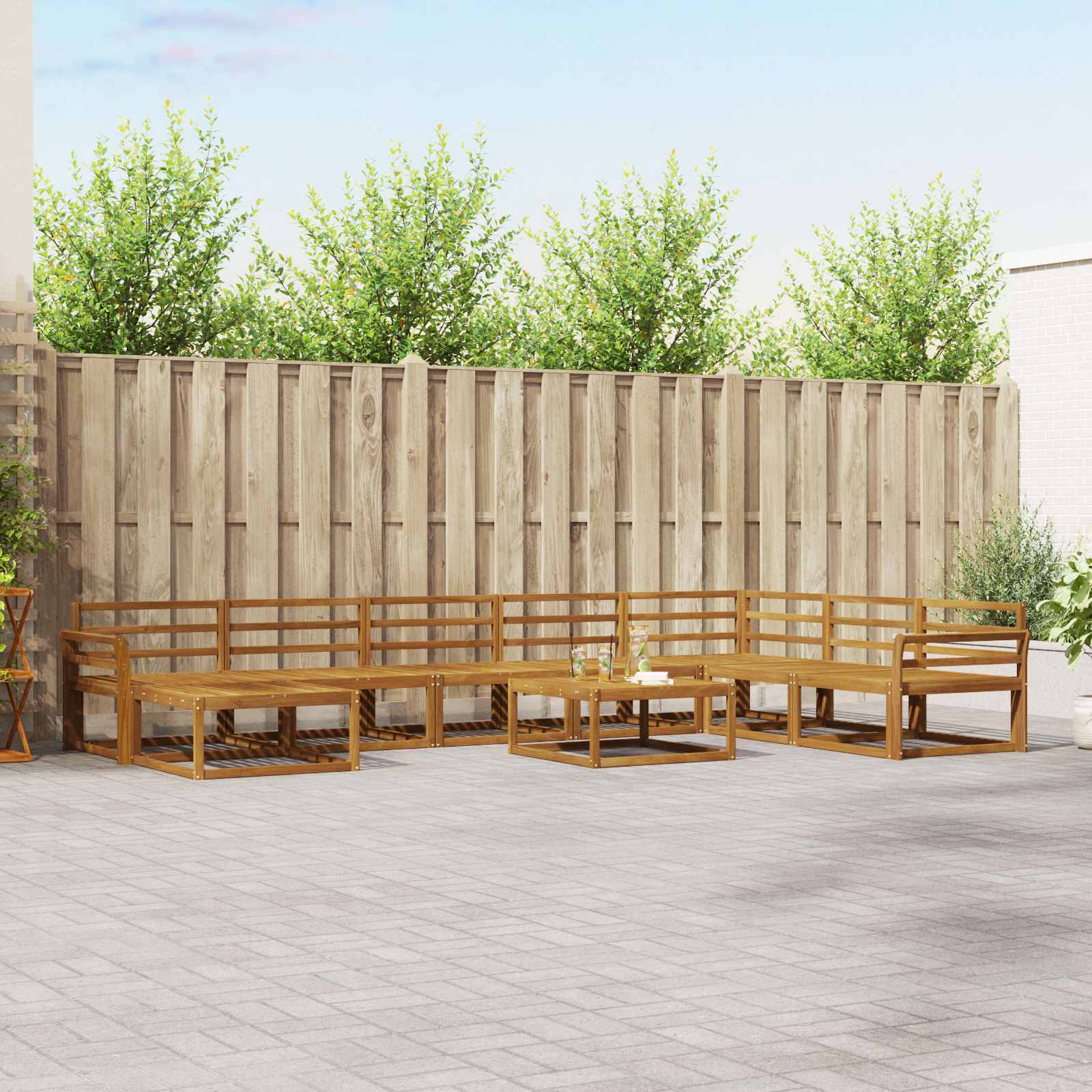 Outdoor-Sofagarnitur 9 pcs Natur Massivholz Akazie