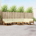 Outdoor-Sofagarnitur mit Kissen 9 pcs Natur und Creme
