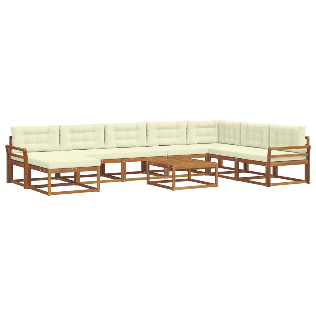 Outdoor-Sofagarnitur mit Kissen 9 pcs Natur und Creme