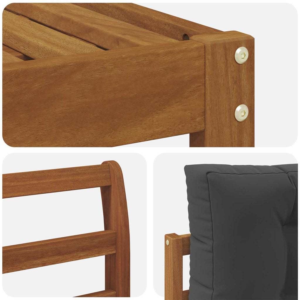 Outdoor-Sofagarnitur mit Kissen 9 pcs Natur und Anthrazit