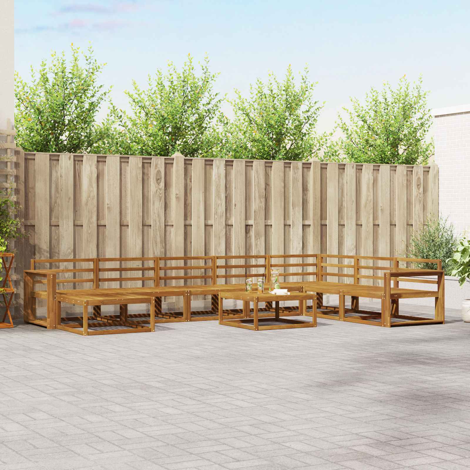 Outdoor-Sofagarnitur 9 pcs Natur Massivholz Akazie