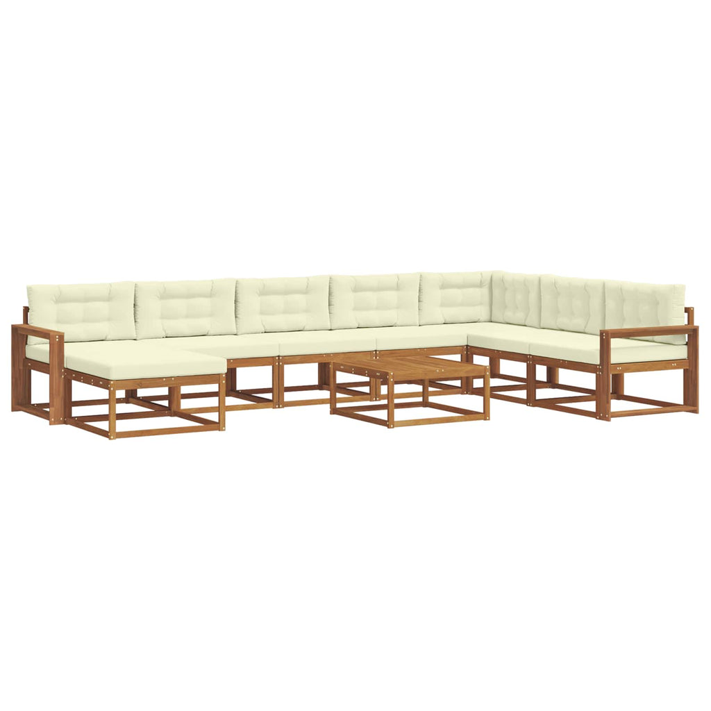 Outdoor-Sofagarnitur mit Kissen 9 pcs Natur und Creme