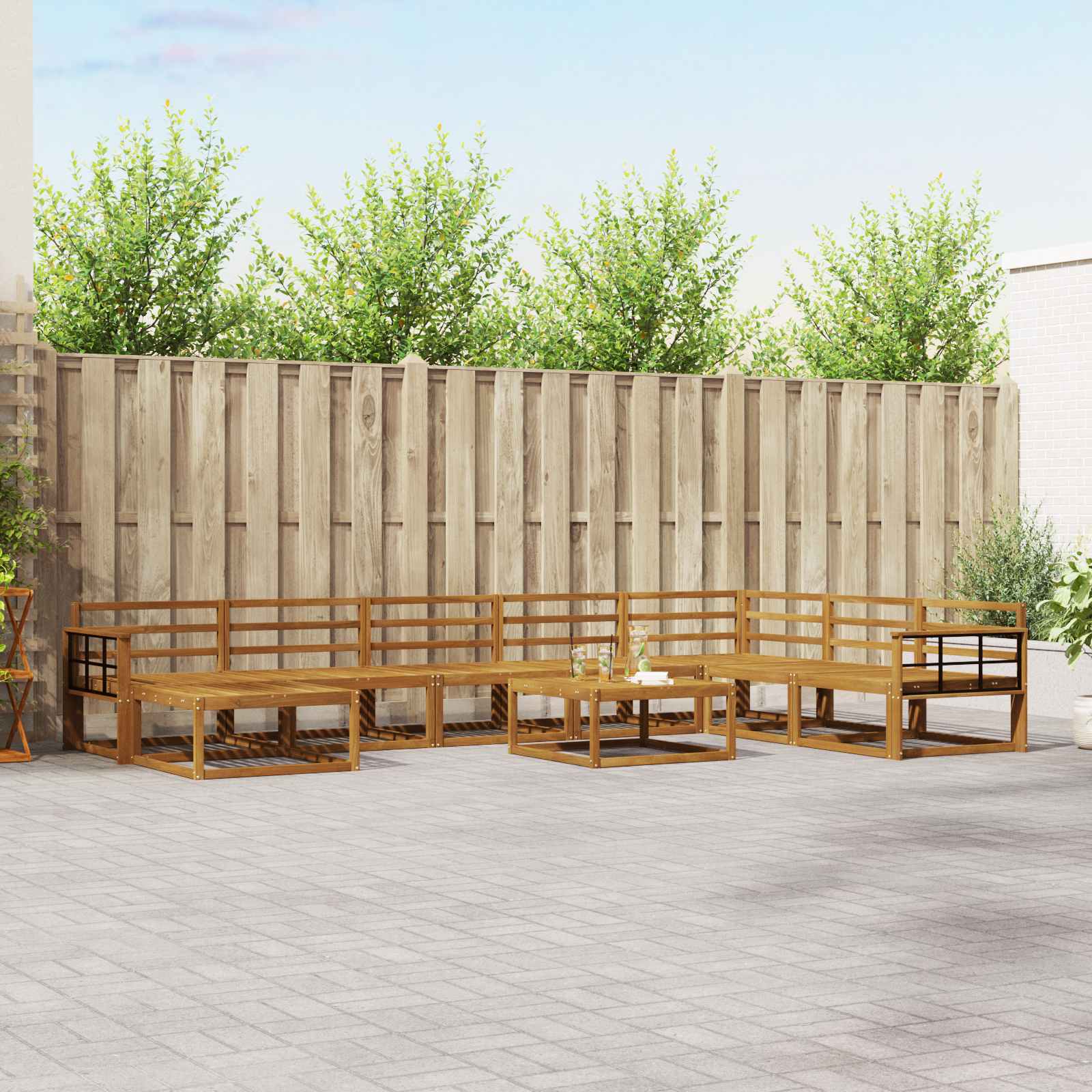 Outdoor-Sofagarnitur 9 pcs Natur Massivholz Akazie