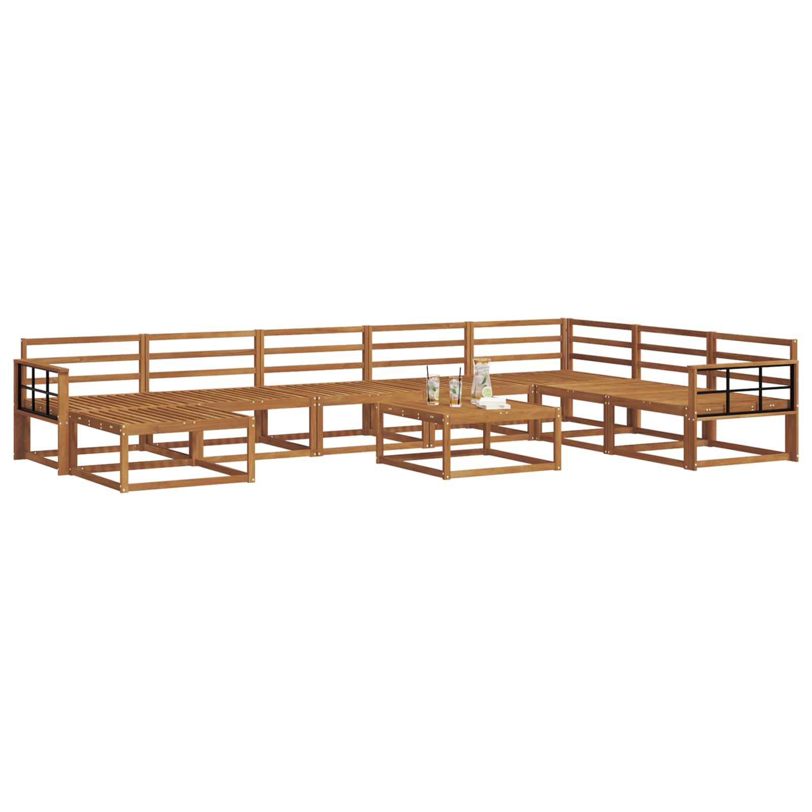 Outdoor-Sofagarnitur 9 pcs Natur Massivholz Akazie