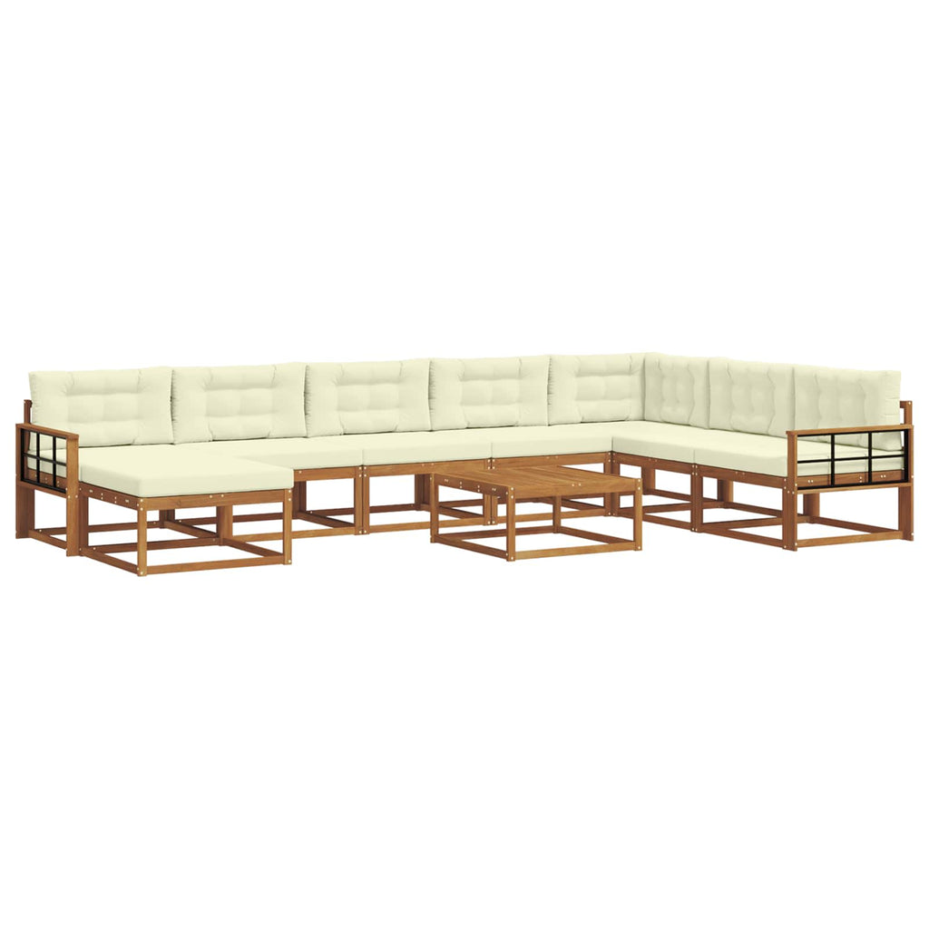 Outdoor-Sofagarnitur mit Kissen 9 pcs Natur und Creme
