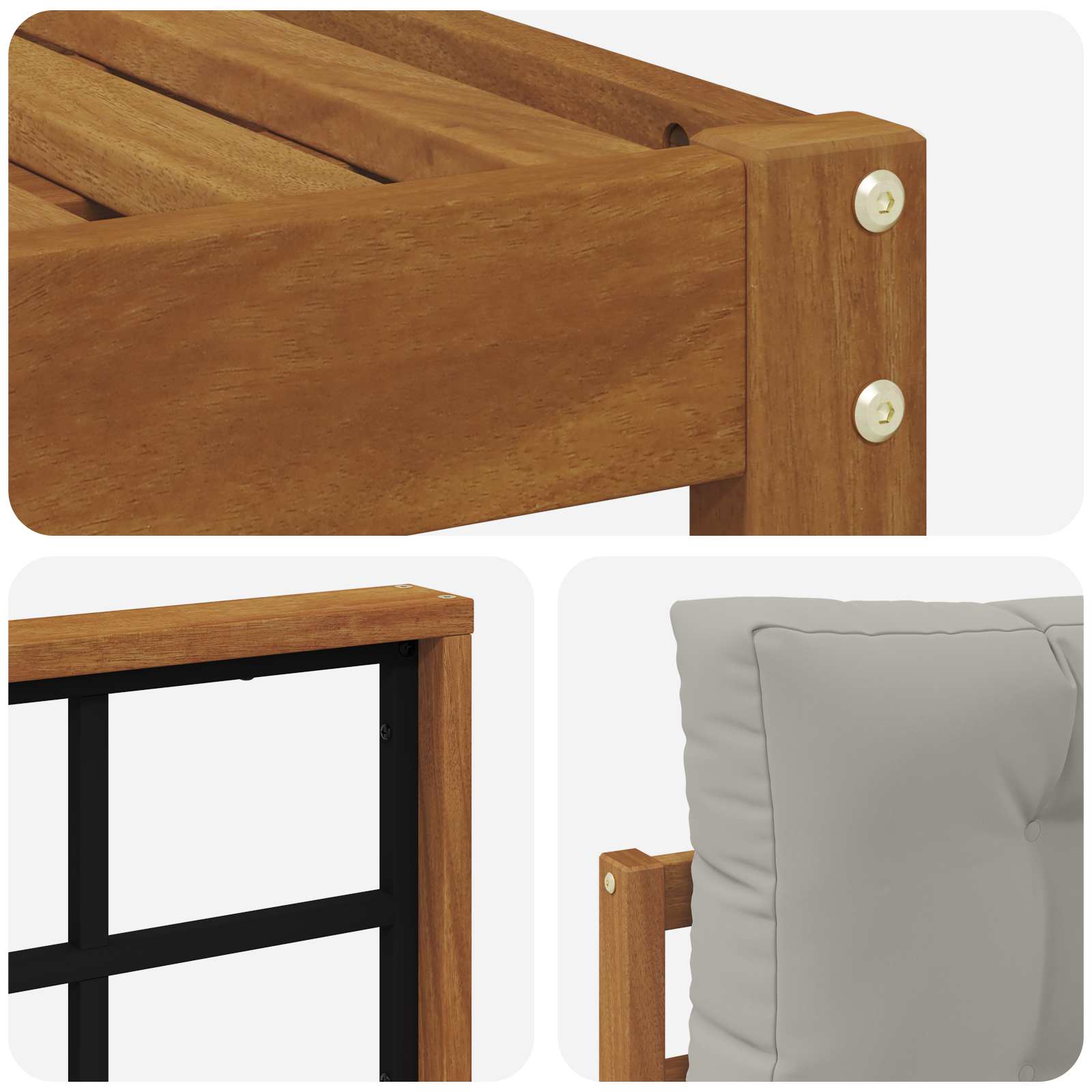 Outdoor-Sofagarnitur mit Kissen 9 pcs Natürlich und Hellgrau