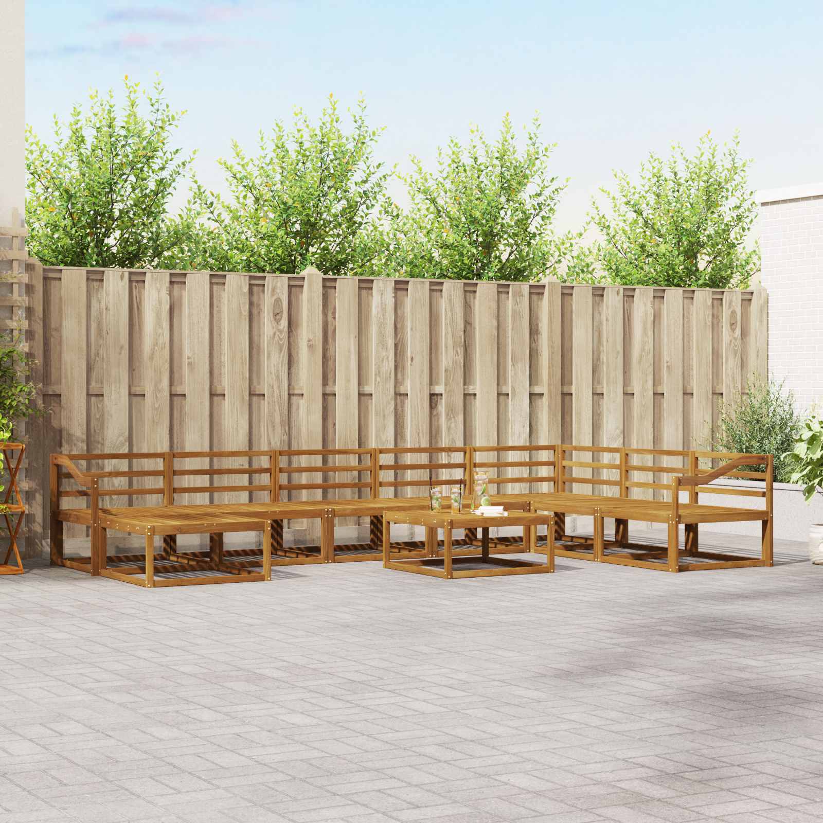 Outdoor-Sofagarnitur 9 pcs Natur Massivholz Akazie