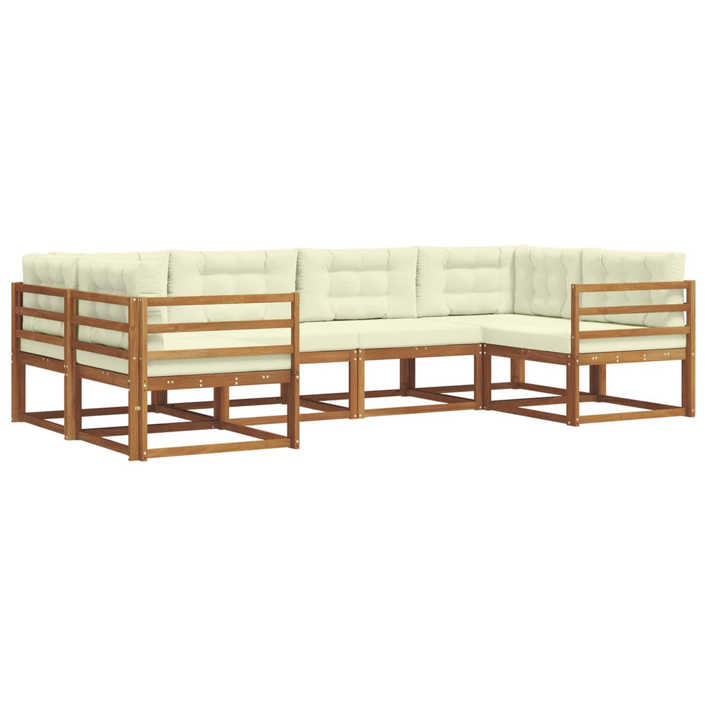 Outdoor-Sofagarnitur mit Kissen 6 pcs Natur und Creme