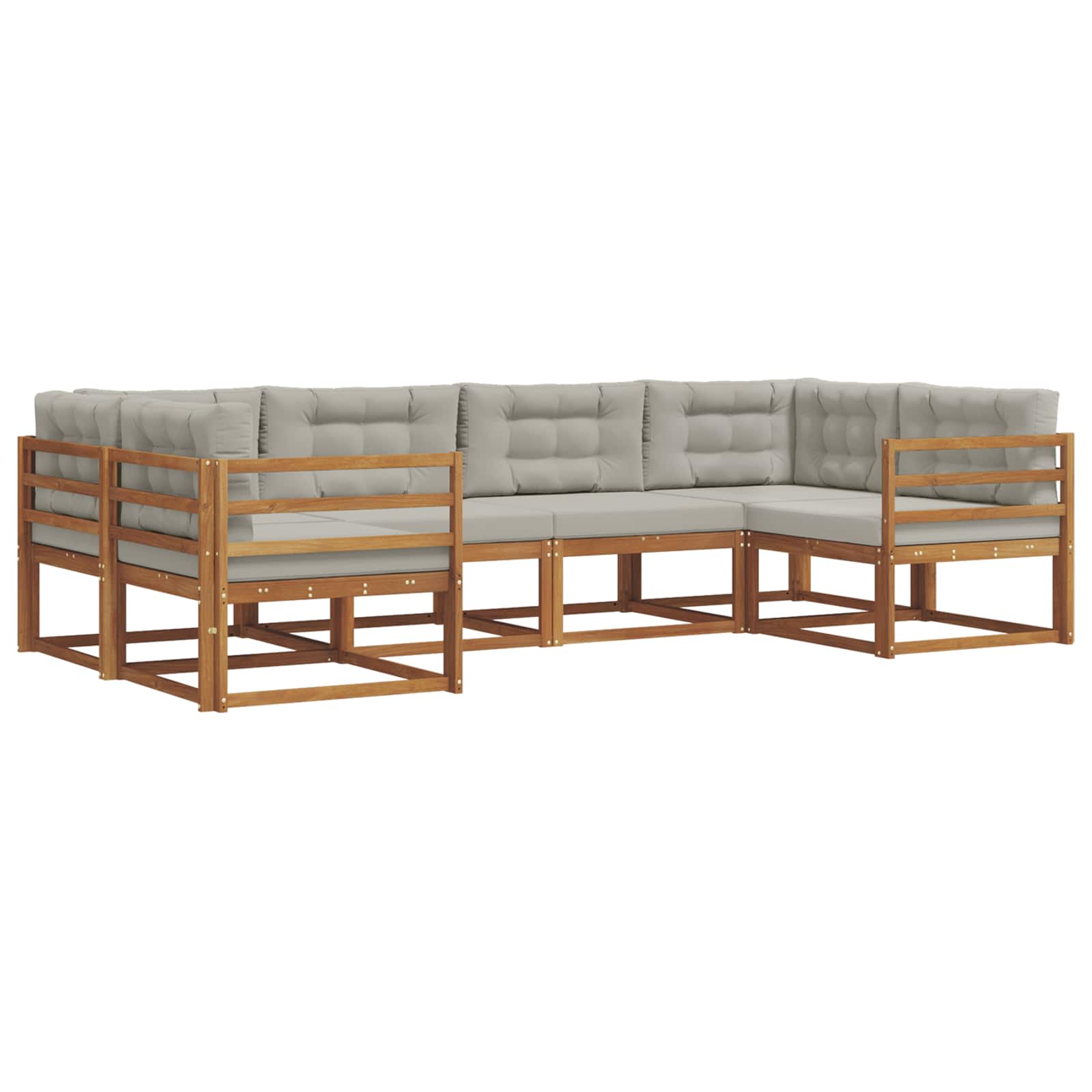 Outdoor-Sofagarnitur mit Kissen 6 pcs Natürlich und Hellgrau