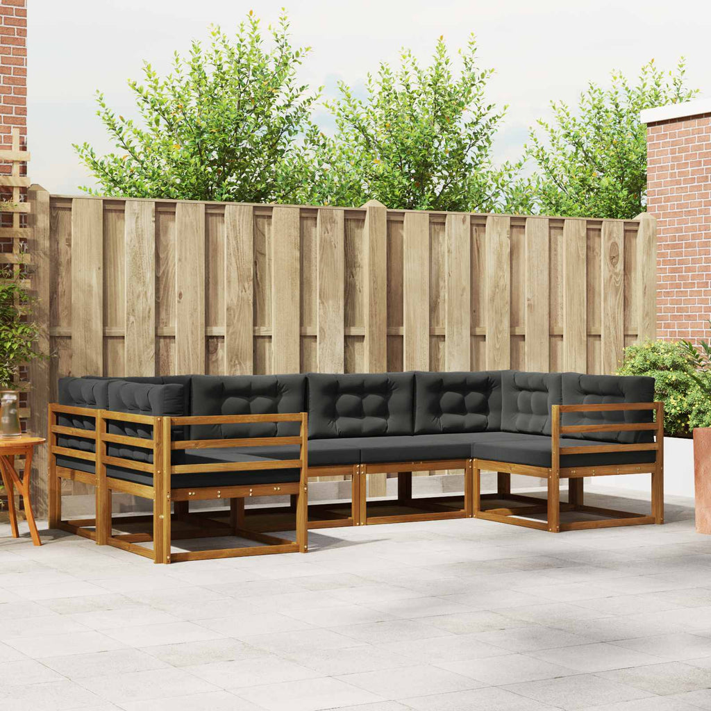 Outdoor-Sofagarnitur mit Kissen 6 pcs Natur und Anthrazit