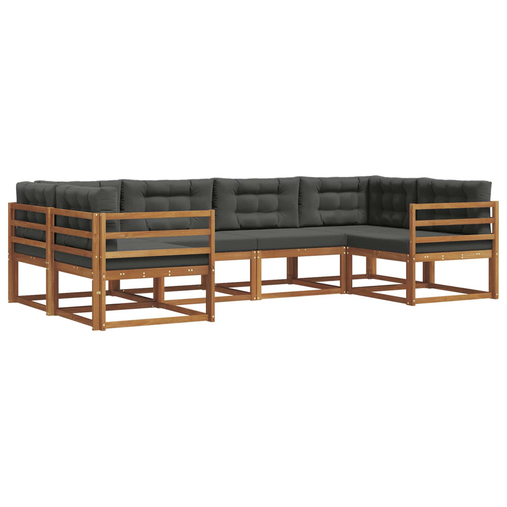 Outdoor-Sofagarnitur mit Kissen 6 pcs Natur und Anthrazit