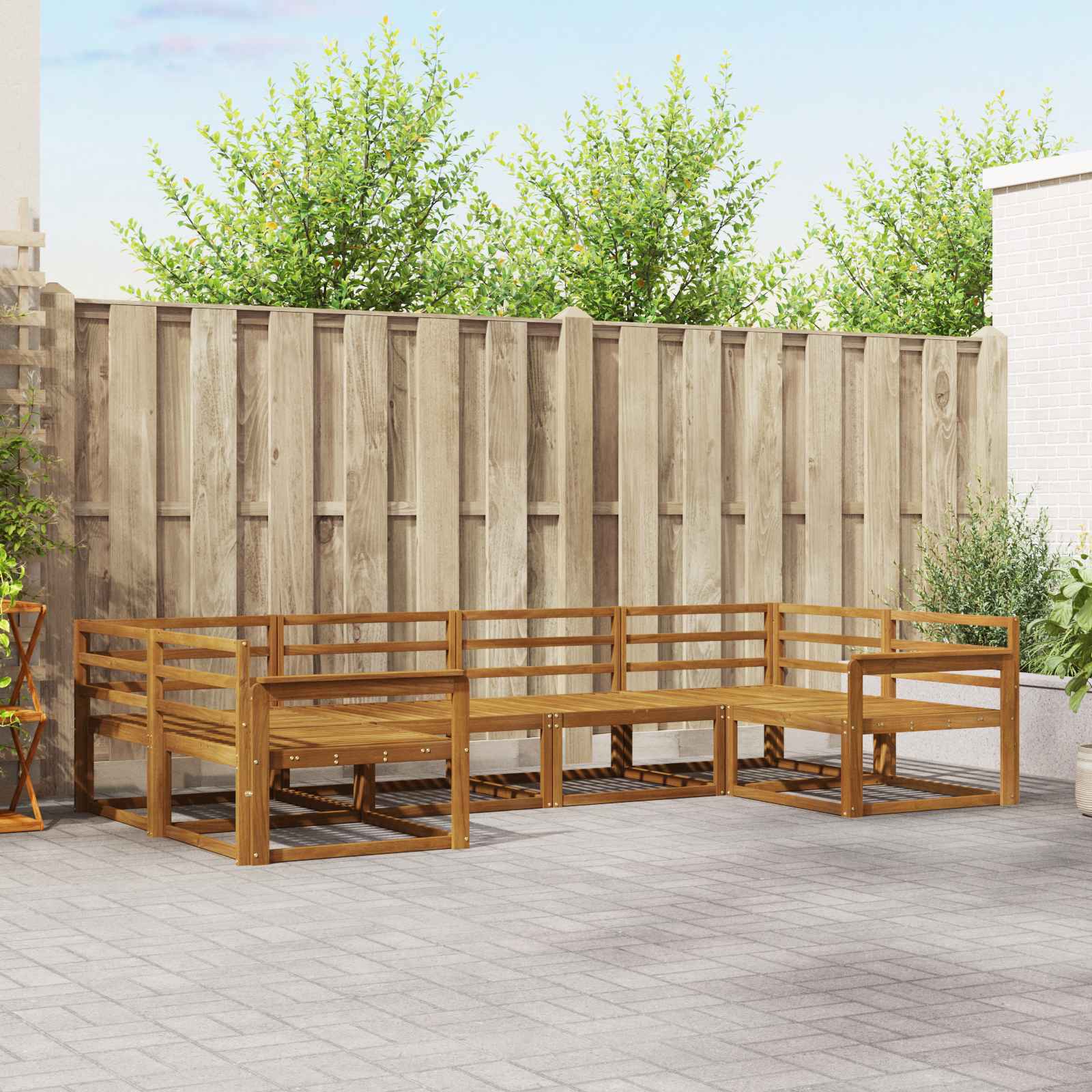 Outdoor-Sofagarnitur 6 pcs Natur Massivholz Akazie