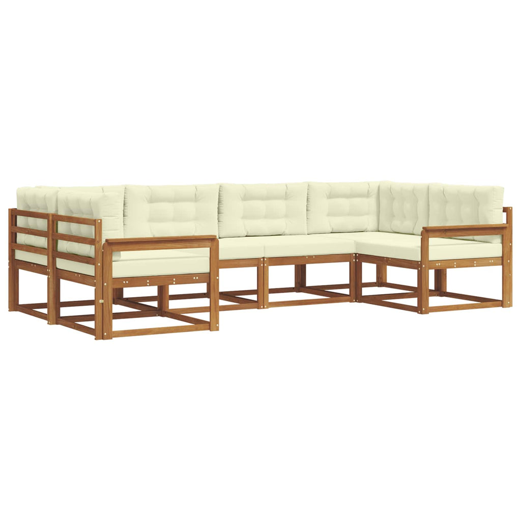 Outdoor-Sofagarnitur mit Kissen 6 pcs Natur und Creme