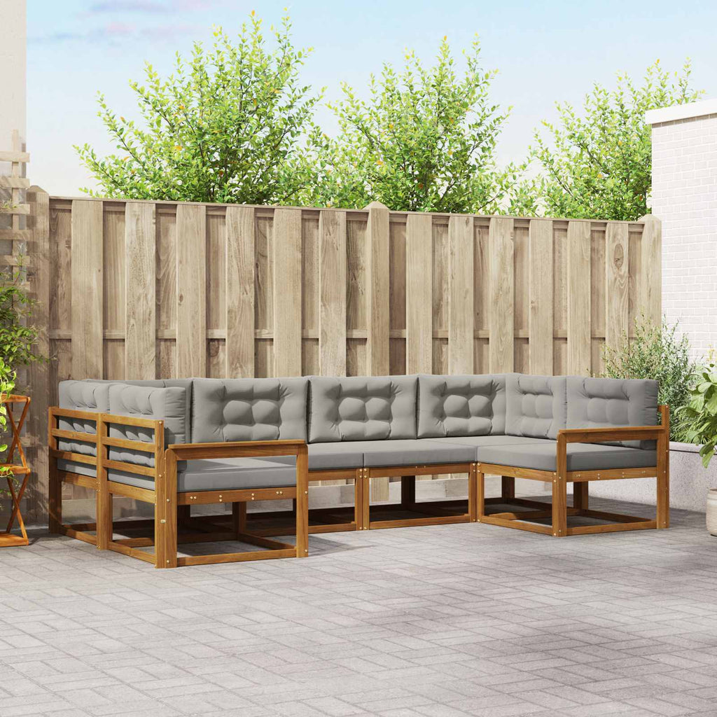 Outdoor-Sofagarnitur mit Kissen 6 pcs Natürlich und Hellgrau