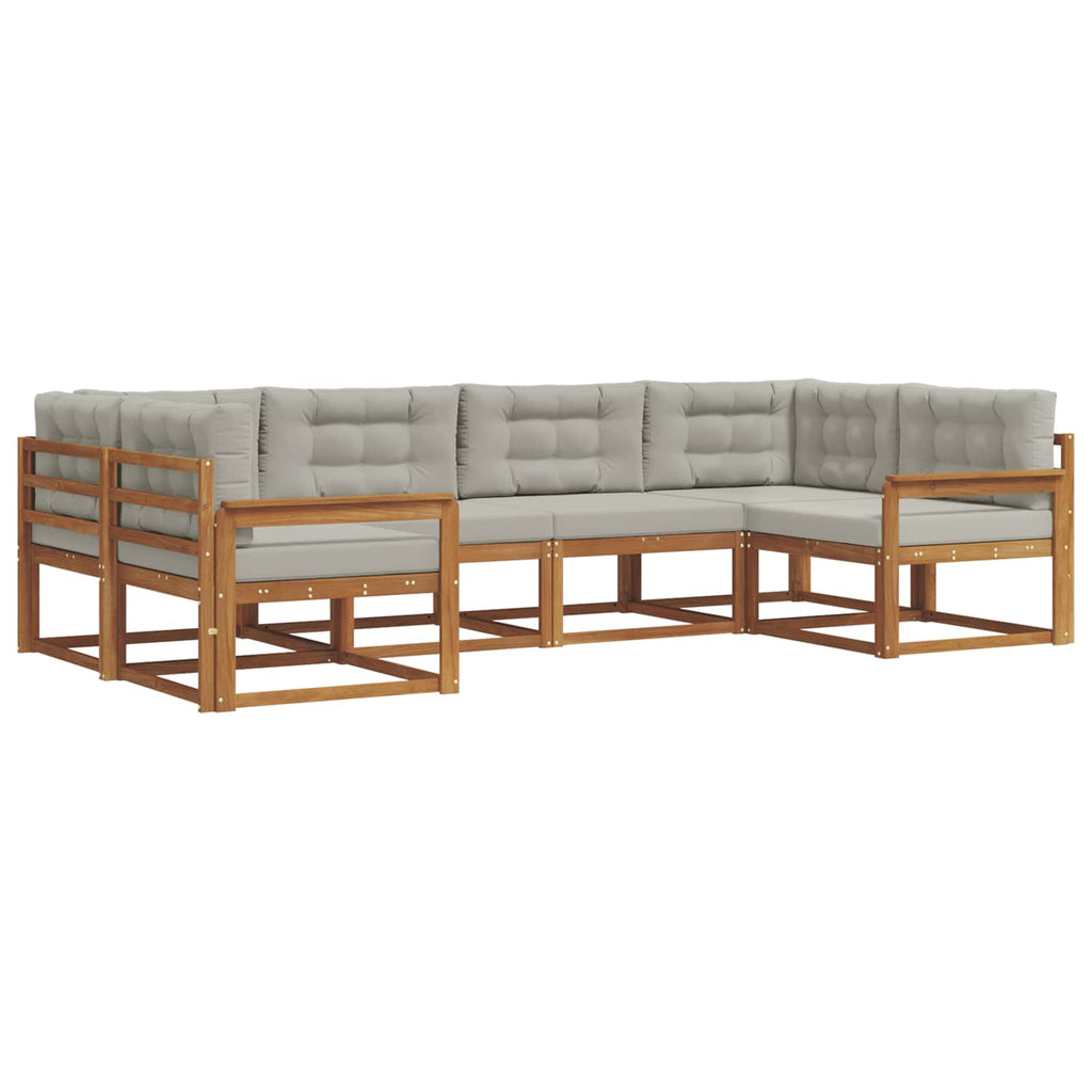 Outdoor-Sofagarnitur mit Kissen 6 pcs Natürlich und Hellgrau