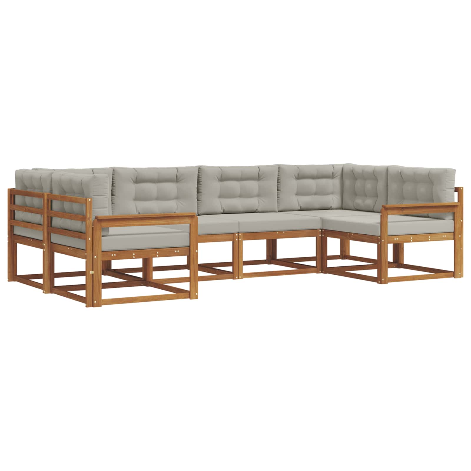 Outdoor-Sofagarnitur mit Kissen 6 pcs Natürlich und Hellgrau