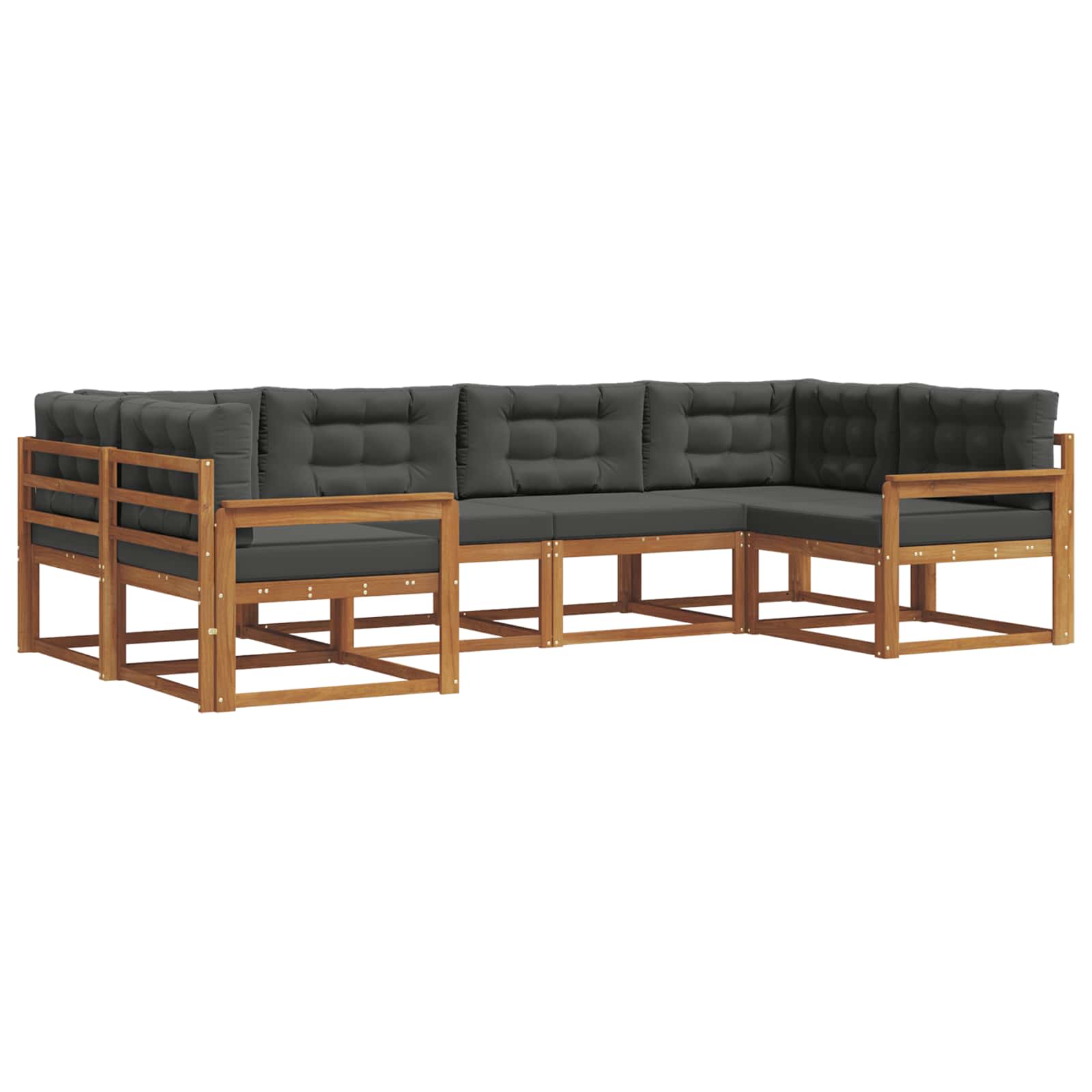 Outdoor-Sofagarnitur mit Kissen 6 pcs Natur und Anthrazit