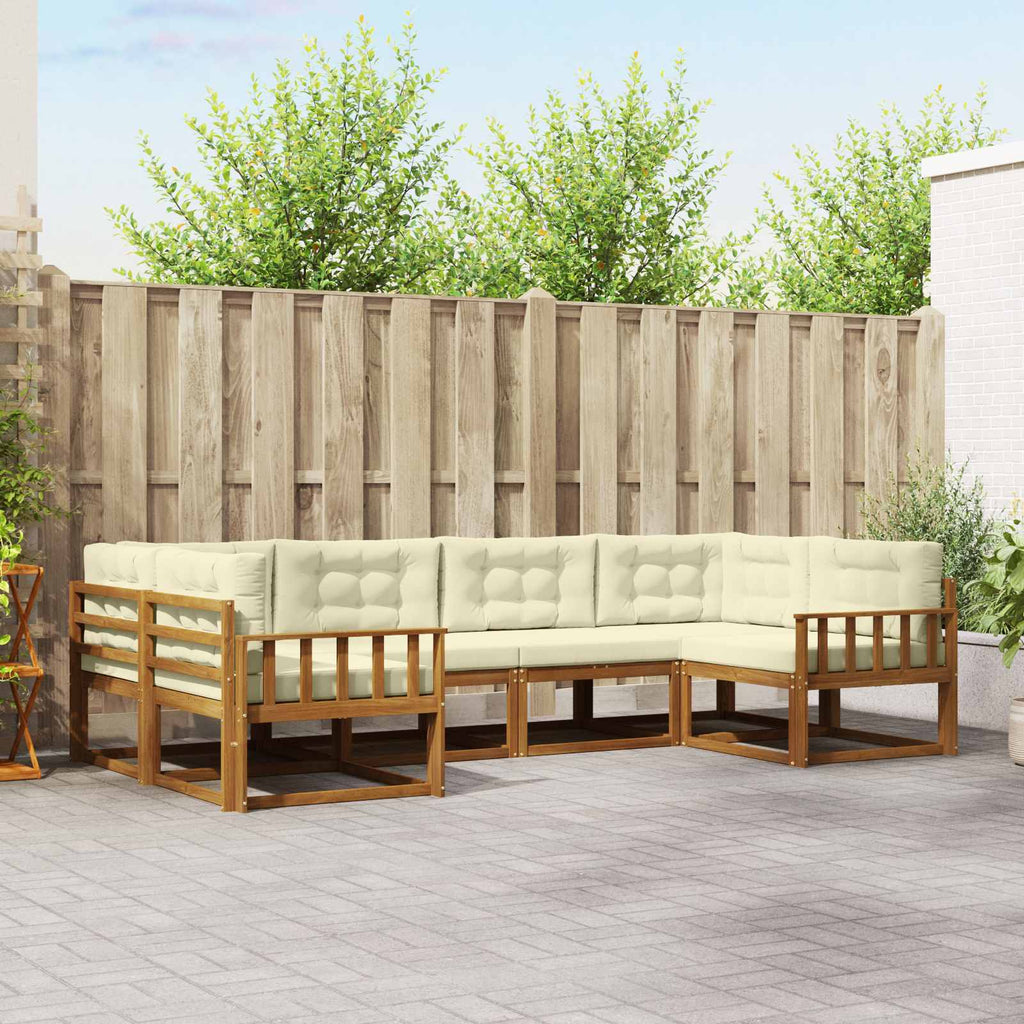 Outdoor-Sofagarnitur mit Kissen 6 pcs Natur und Creme