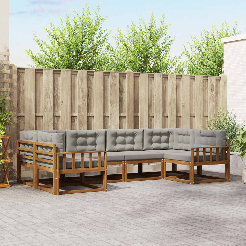 Outdoor-Sofagarnitur mit Kissen 6 pcs Natürlich und Hellgrau