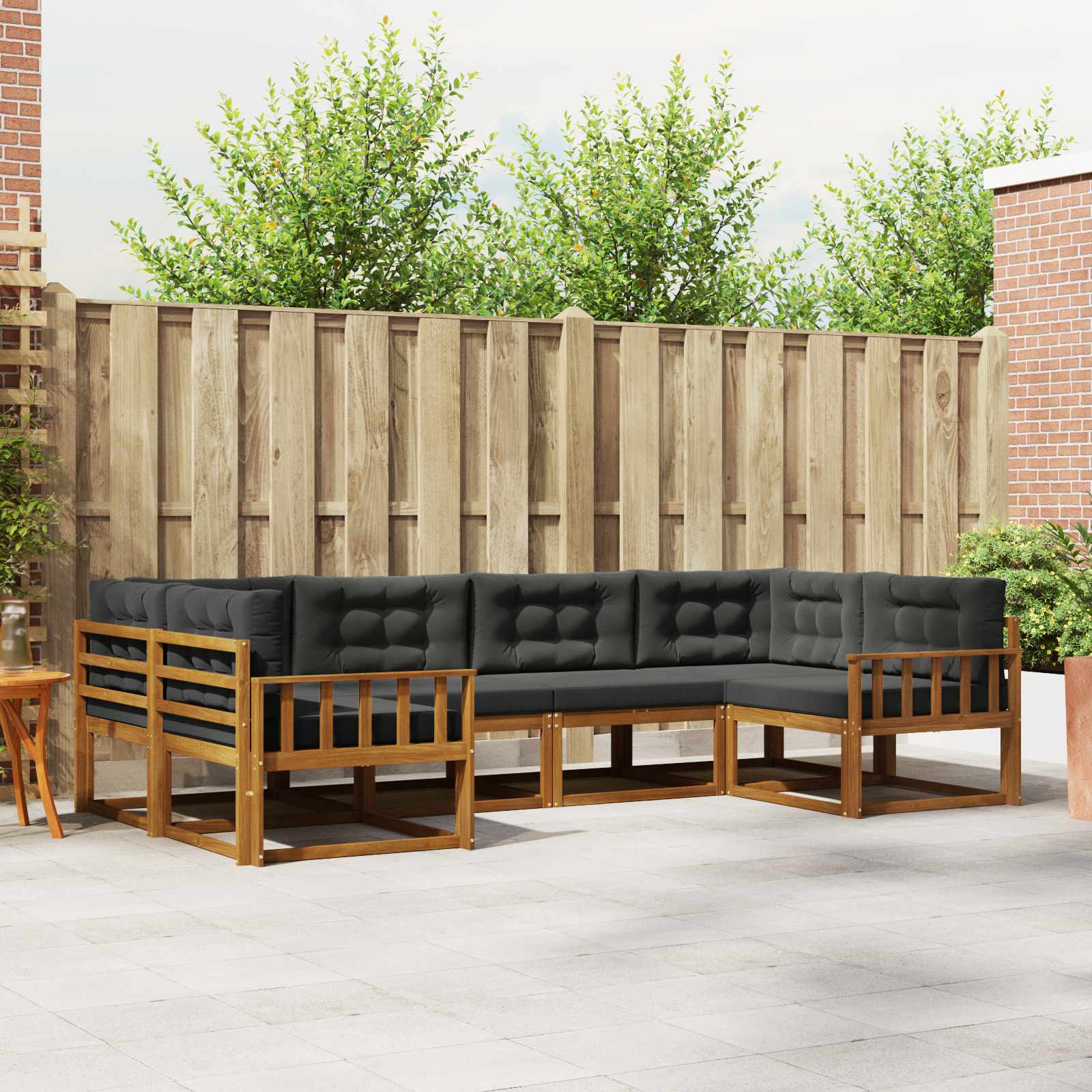 Outdoor-Sofagarnitur mit Kissen 6 pcs Natur und Anthrazit