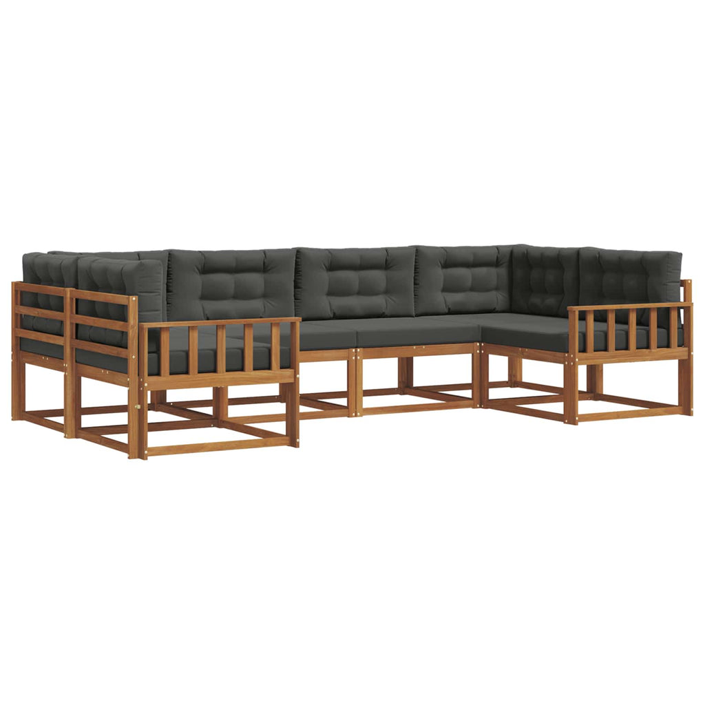 Outdoor-Sofagarnitur mit Kissen 6 pcs Natur und Anthrazit