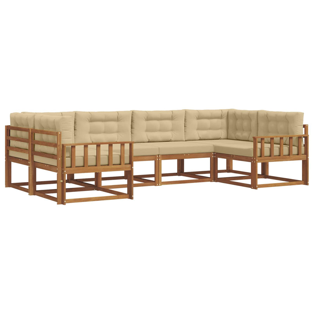 Outdoor-Sofagarnitur mit Kissen 6 pcs Natur und Beige