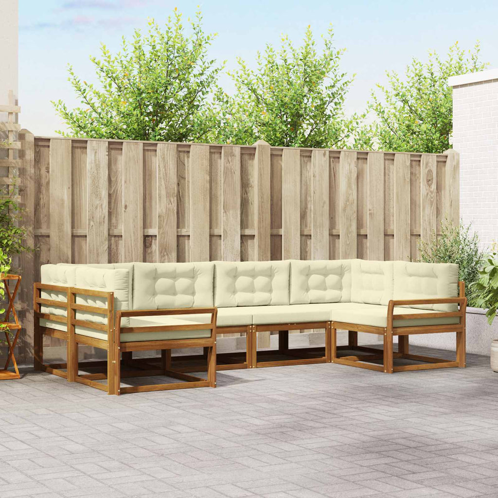Outdoor-Sofagarnitur mit Kissen 6 pcs Natur und Creme