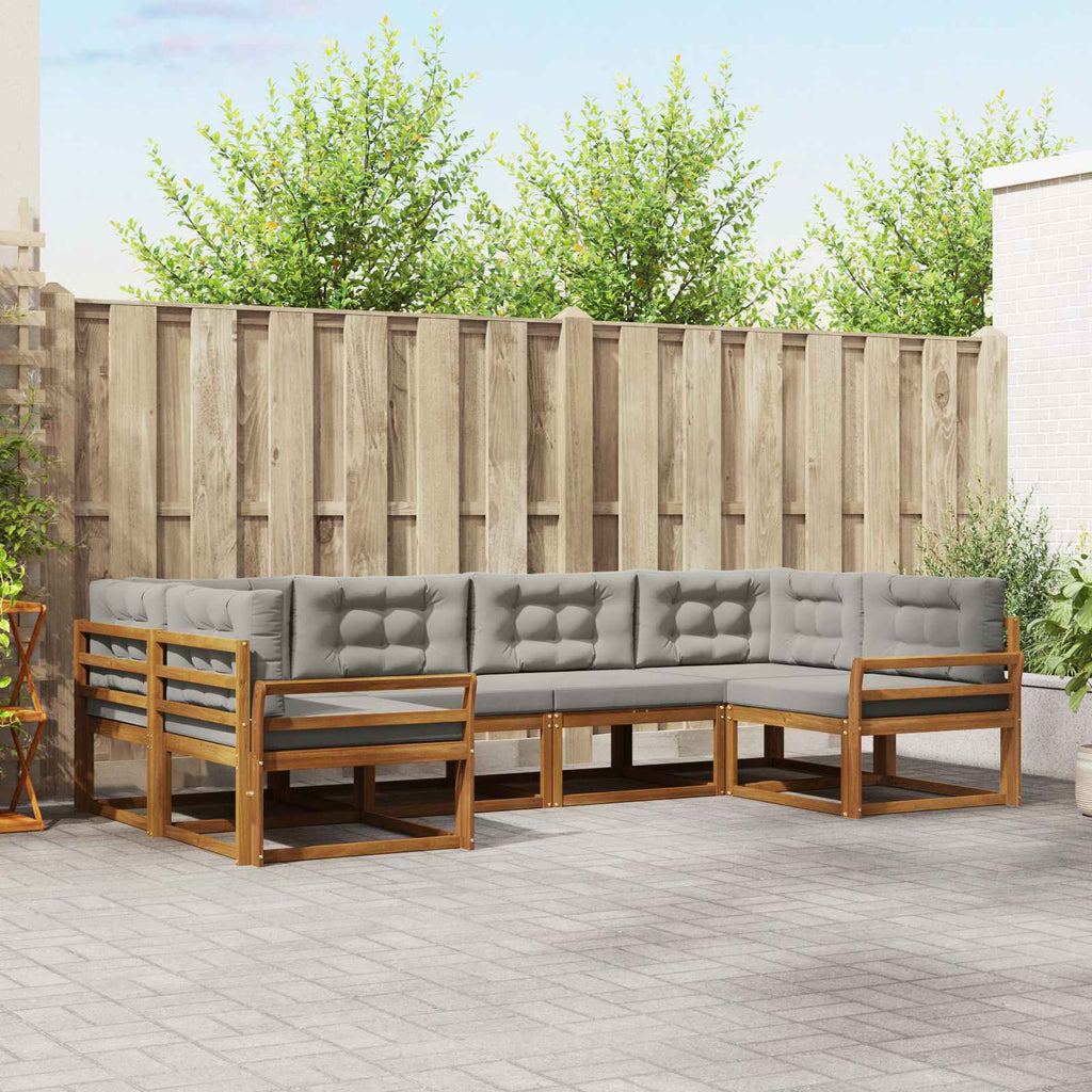 Outdoor-Sofagarnitur mit Kissen 6 pcs Natürlich und Hellgrau