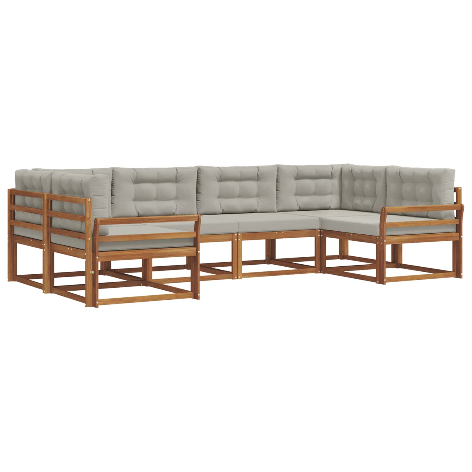 Outdoor-Sofagarnitur mit Kissen 6 pcs Natürlich und Hellgrau