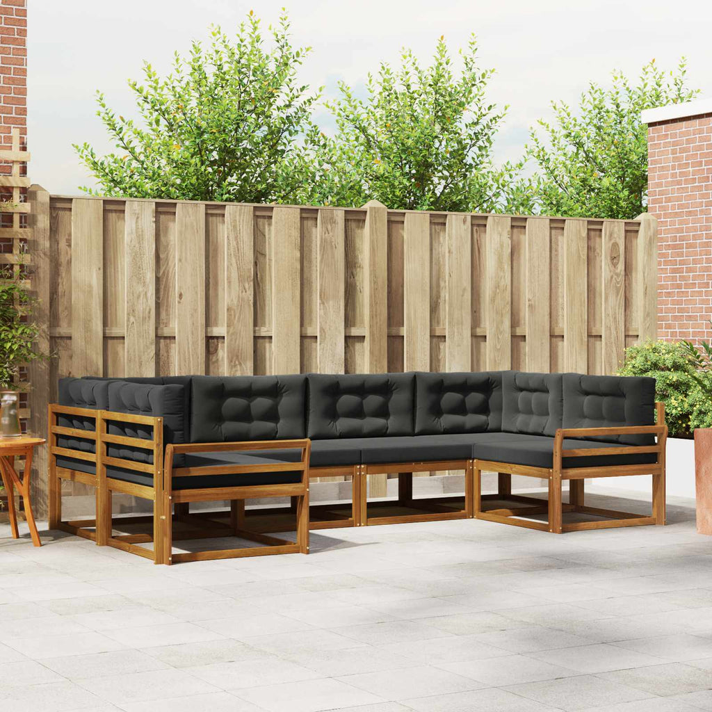 Outdoor-Sofagarnitur mit Kissen 6 pcs Natur und Anthrazit