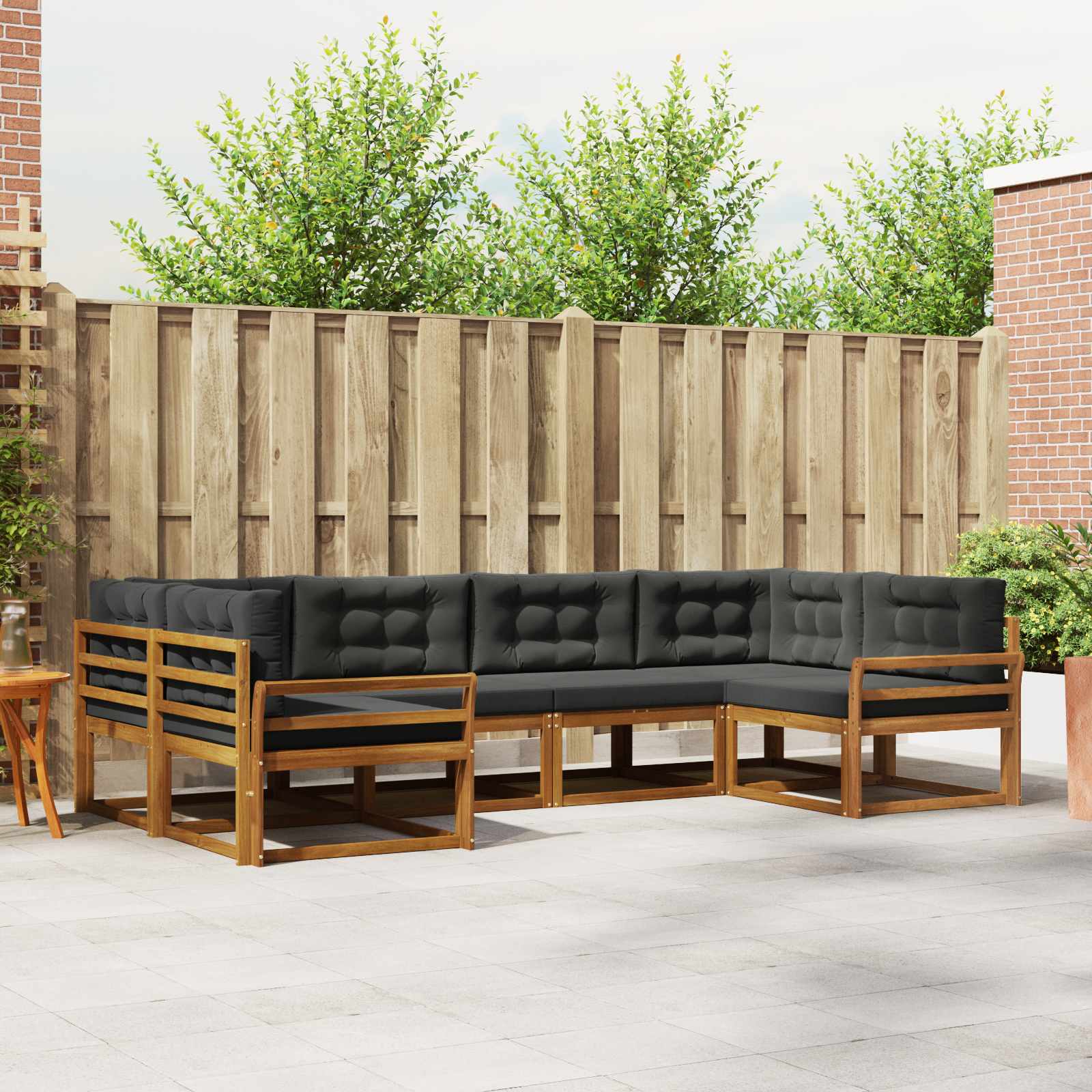 Outdoor-Sofagarnitur mit Kissen 6 pcs Natur und Anthrazit