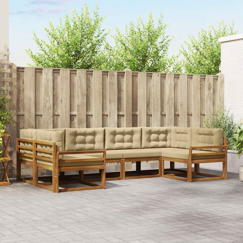 Outdoor-Sofagarnitur mit Kissen 6 pcs Natur und Beige