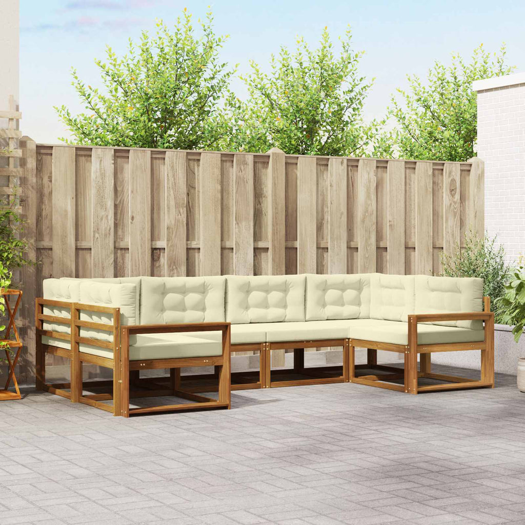 Outdoor-Sofagarnitur mit Kissen 6 pcs Natur und Creme