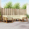 Outdoor-Sofagarnitur mit Kissen 6 pcs Natur und Creme