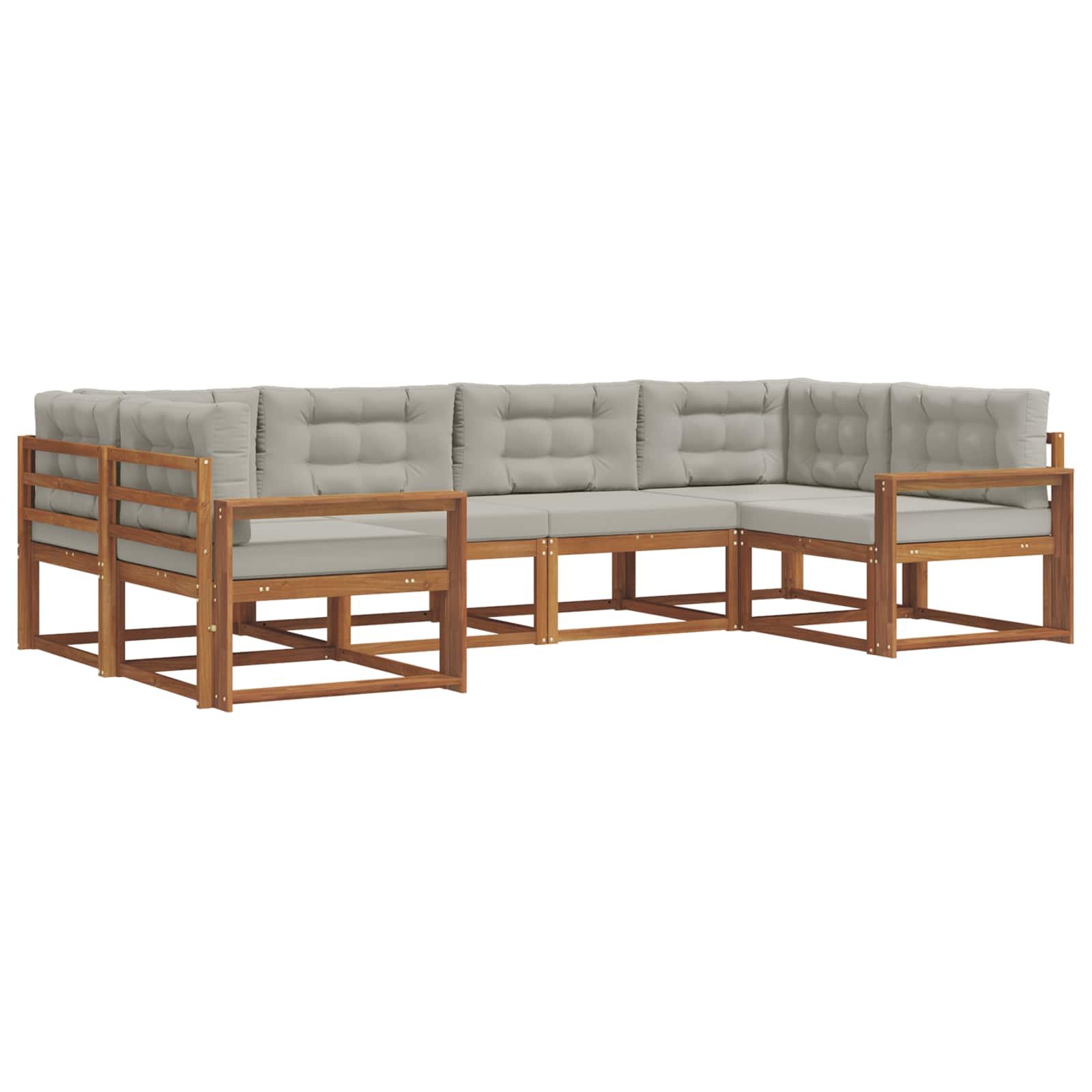 Outdoor-Sofagarnitur mit Kissen 6 pcs Natürlich und Hellgrau