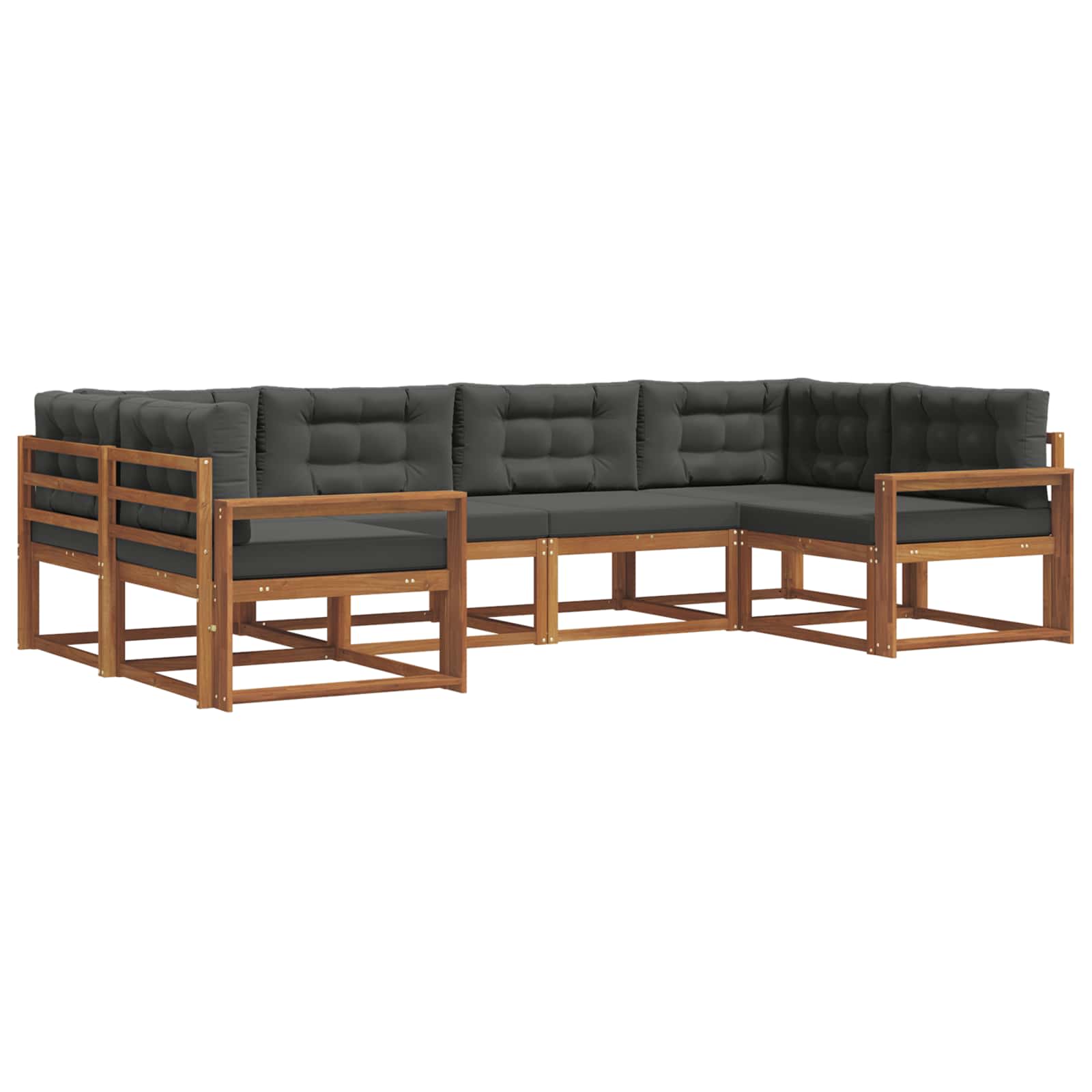 Outdoor-Sofagarnitur mit Kissen 6 pcs Natur und Anthrazit