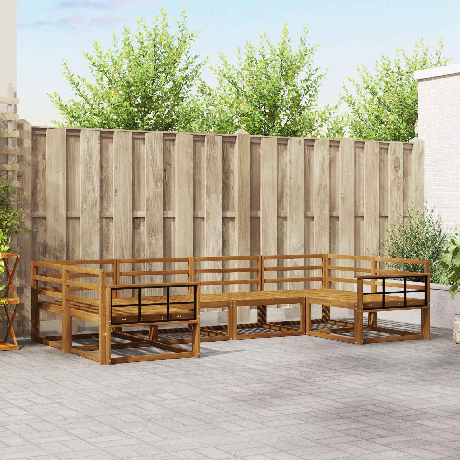 Outdoor-Sofagarnitur 6 pcs Natur Massivholz Akazie