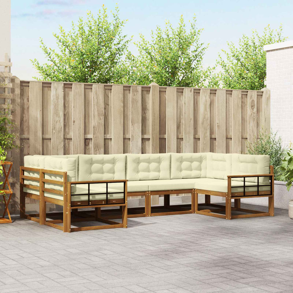 Outdoor-Sofagarnitur mit Kissen 6 pcs Natur und Creme