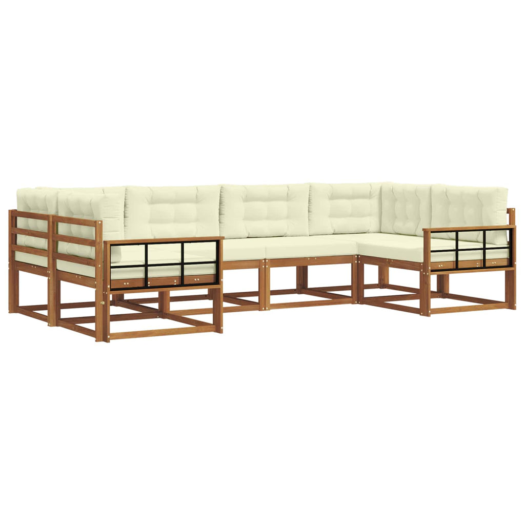 Outdoor-Sofagarnitur mit Kissen 6 pcs Natur und Creme