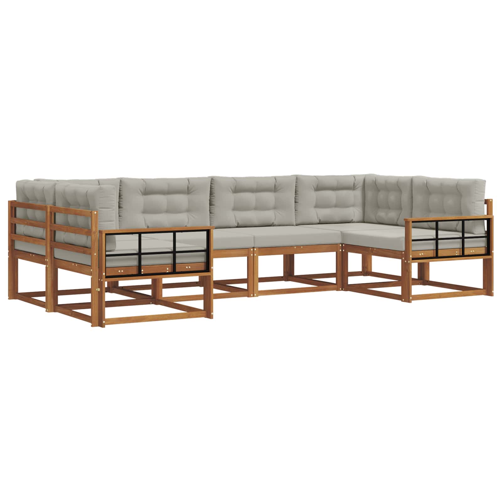 Outdoor-Sofagarnitur mit Kissen 6 pcs Natürlich und Hellgrau