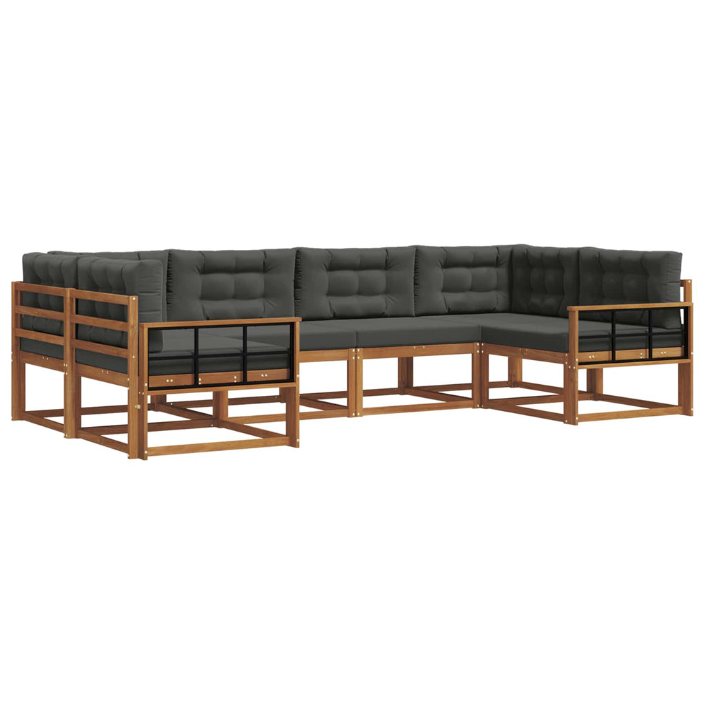 Outdoor-Sofagarnitur mit Kissen 6 pcs Natur und Anthrazit