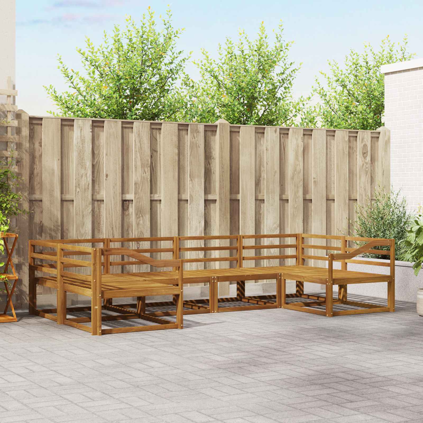 Outdoor-Sofagarnitur 6 pcs Natur Massivholz Akazie