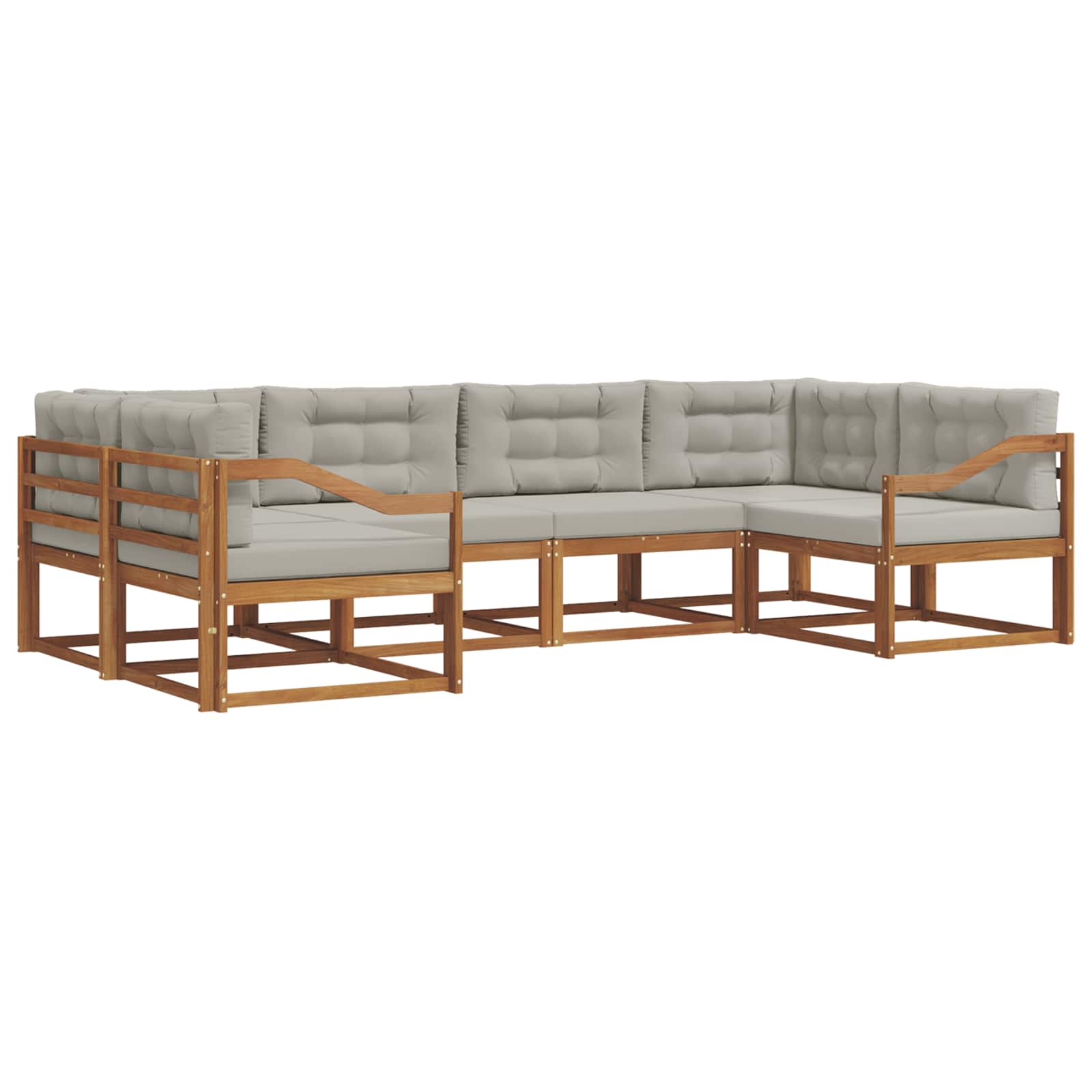 Outdoor-Sofagarnitur mit Kissen 6 pcs Natürlich und Hellgrau